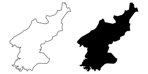 North Korea map icon set. North Korea map icon with silhouette and outline design isolated on transparent background.