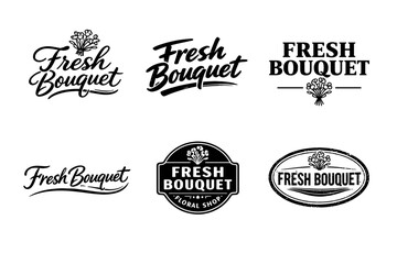 Obraz premium Vintage and modern fresh bouquet logos with floral elements