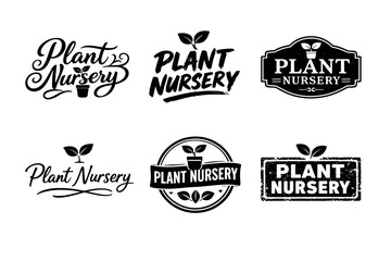 Obraz premium Plant nursery logos collection featuring potted plant designs
