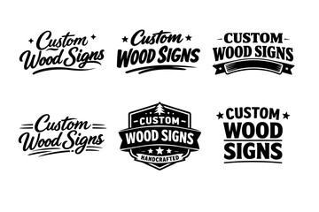Obraz premium Variety of custom wood signs with vintage typography designs