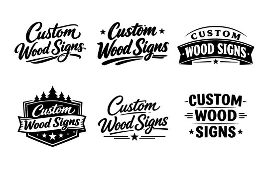 Custom wood signs collection with vintage and modern typography designs