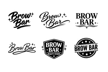 Fototapeta premium Brow bar logos collection: stylish designs and variations for beauty studios