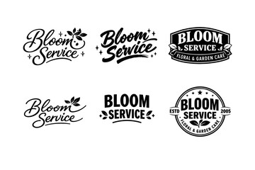 Obraz premium Bloom service logo variations for floral and garden care branding