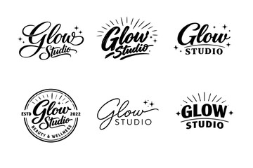 Obraz premium Stylish glow studio logo designs with elegant typography and decorative elements