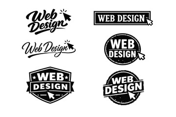Obraz premium Collection of vintage style web design logos featuring mouse cursor elements