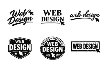 Obraz premium Collection of web design logos featuring arrows and creative typography