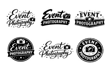 Fototapeta premium Elegant event photography logos with vintage camera design elements