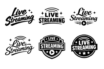 Fototapeta premium Live streaming logo set: diverse designs for online broadcasting and video content