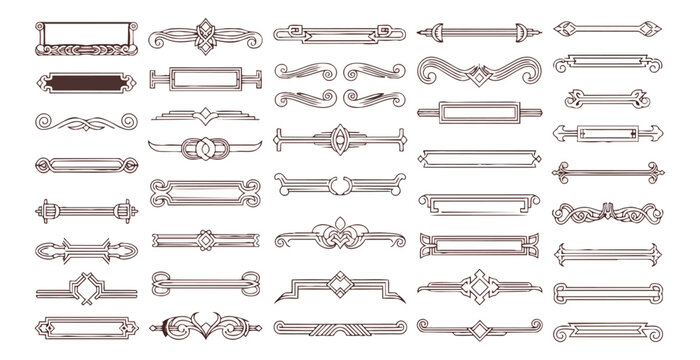 Decorative ornamental design elements collection on black background