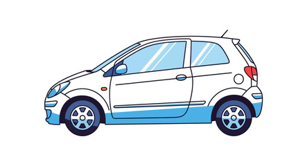 Obraz premium White Hatchback Car Side View Isolated on White Background, Modern City Vehicle