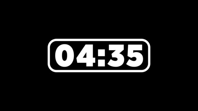 5 minute timer countdown animation, 300 to 0 countdown five minute countdown timer animation. Animated rectangle shaped stylish smooth tailed line indicator.