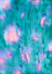 Fototapeta premium Abstract background with pink and blue spheric stains on green