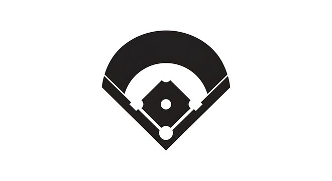 Minimalist black and white vector icon of a baseball field diamond for sports graphic design use