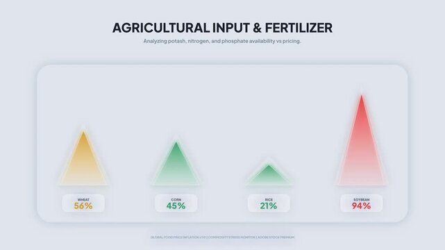 Agricultural Input and Fertilizer Food Price Inflation Info-graphic with Wheat Corn Rice Soybean
