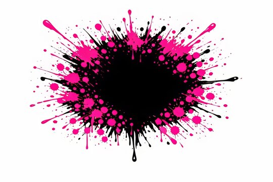 mancha de pintura negra salpicada con colores rosa