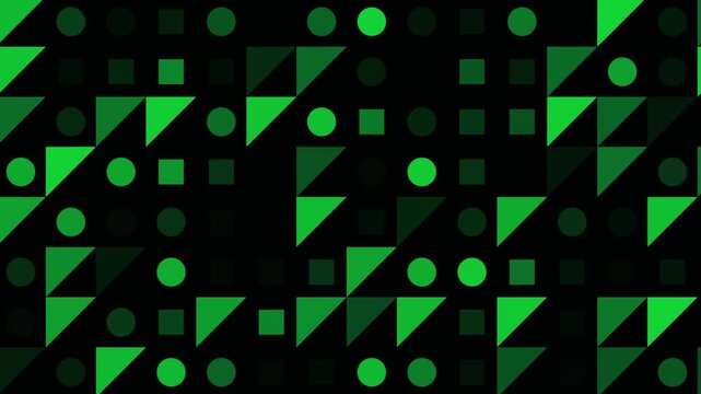 Abstract Green Geometric Grid Patterns Pulsing In Seamless Loop On Black Background Cinematic Motion Graphics