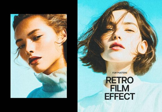 Retro Film Poster Effect Mockup