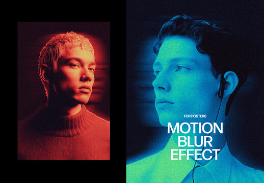Motion Blur Poster Effect Mockup