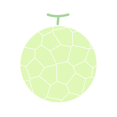 Fototapeta premium メロンのシンプルなフラットアイコン やさしい黄緑色の果物イラスト