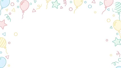 별과 종이 가루가 흩뿌려진 듯한 동화 같은 파티 초대장 테두리 일러스트
A fairytale-like party invitation border illustration with a scatter of stars and confetti