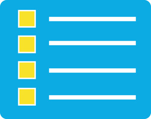Obraz premium A blue checklist icon with yellow checkboxes on transparent background