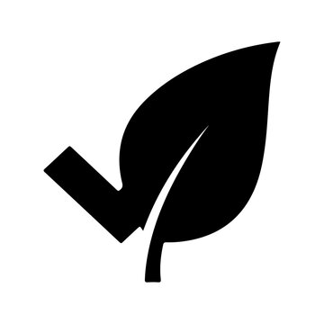 Green Choice Icon Silhouette - Minimalist Leaf Shaped Checkmark for Eco-Friendly Products, Sustainability, and Organic Certification - Isolated Vector Illustration