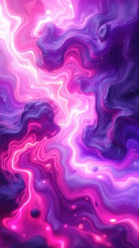 Vibrant cosmic scene featuring flowing pink and purple energy streams in deep space