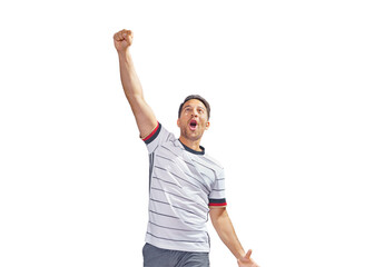 soccer fan cheering - celebrating on isolated free png background
