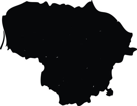 Black map of Lithuania on white background 