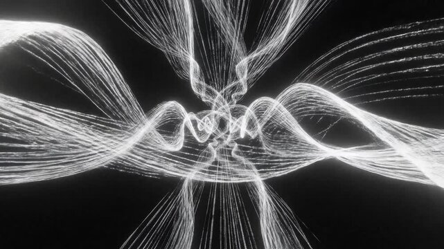 Elegant Monochrome Futuristic Abstract String Flowing in Sinusoidal Wave Minimalist Motion Graphic Seamless Loop Backdrop for Digital Media Content Rendered in High Resolution 4K Quality
