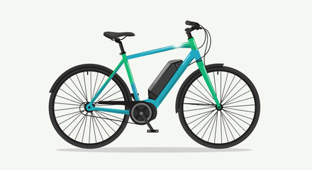 Fototapeta premium Modern Electric Bicycle with Integrated Battery and Sleek Design on White Background