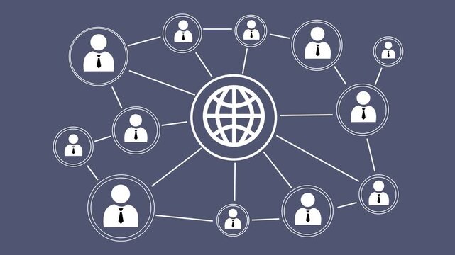BusinessBusinessman touch black blackground interface map web icon 4k video...