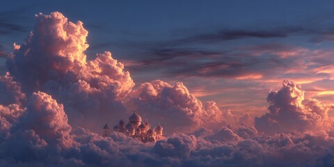 Dramatic clouds in a colorful sky at sunset or sunrise ethereal atmosphere