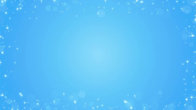 shiny glowing stars and glitter lights border frame on blue animation, fairy twinkle stars winter christmas and new year sparkle motion background
