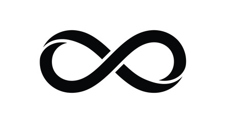 A striking image showcases a black infinity symbol against a clean bright white background representing endlessness high quality professional © Bsicon02
