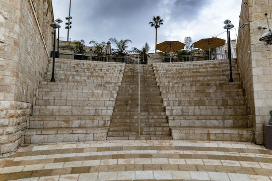 Stone steps leading up.
