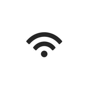 Ein einfaches, stilisiertes WLAN-Symbol auf wei&szlig;em Hintergrund, das drahtlose Konnektivit&auml;t symbolisiert.