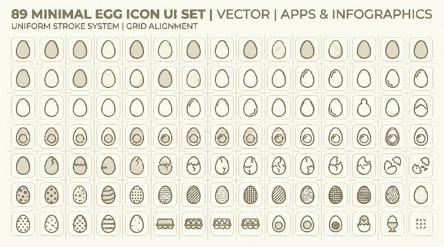 Minimalist egg icon ui set for vector apps and infographics design