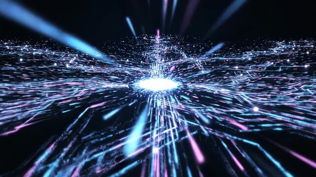 Steady Stream of Data Packets Visualized as Streaks of Light