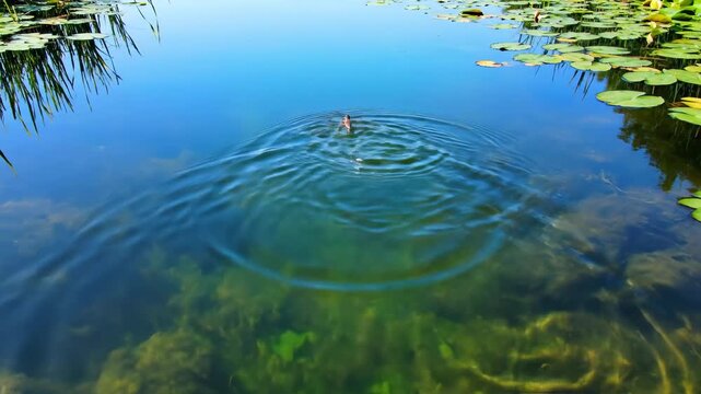 Water Strider Dances on Still Lake Surface Overhead
