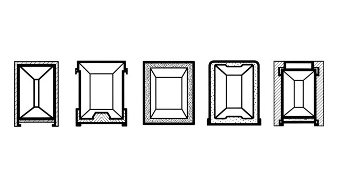 Set of cross-sections of different types of drainage channels