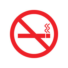 Fototapeta premium No smoking prohibition sign with cigarette icon crossed by red circle symbol isolated on white background.