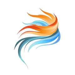 Naklejka premium Illustration vectorielle d'une forme dynamique aux courbes élégantes oranges et turquoises évoquant la vitesse et la créativité artistique moderne.