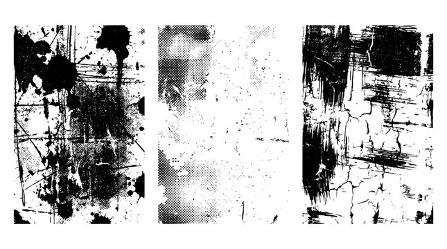 Grunge overlay vector grainy letterpress textures. Imprint texture grungy set. Rolled ink pressed texture. Screen print clean overlay pattern .Fine dust pattern texture. Distressed mask overlay.
