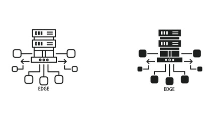 Edge Computing Architecture Icon with Servers and Connected Devices - Network Diagram © SHAHRIYAR RASEL