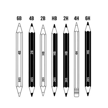 Pencils Set: 6B, 4B, 2B, HB, 2H, 4H, 6H - Drawing Art Supplies
