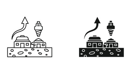 Naklejka premium Oil Rig Exploration and Extraction Icons: Drilling, Extraction, and Growth