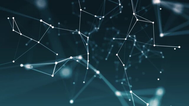 Abstract blue technology background with glowing stars forming a magical digital constellation in a bright night sky