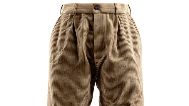 Close up of corduroy pants isolated on white background for fashion design