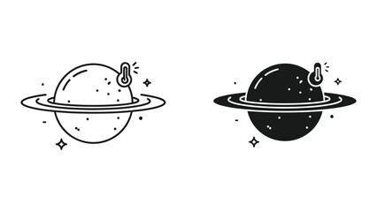 Planet with Ring and Thermometer Icons - Climate Change and Global Warming Concept © SHAHRIYAR RASEL